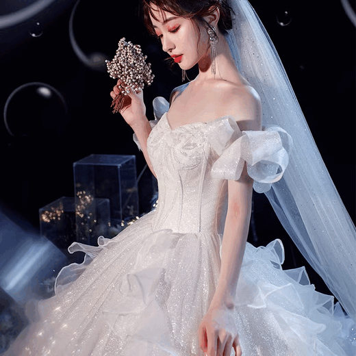 Overview Wedding Dress Main 2025 Bride Texture French Light Heavy Industry Trailing Women Small Niche Light Luxury Trailing Style Eight-piece Set XL