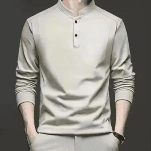 Fashionable and luxurious autumn and winter double-sided German velvet bottoming shirt men's Henry collar trendy versatile stand-up collar sweatshirt blue one size XL 130-145Jin Jin equals 0.5 kg