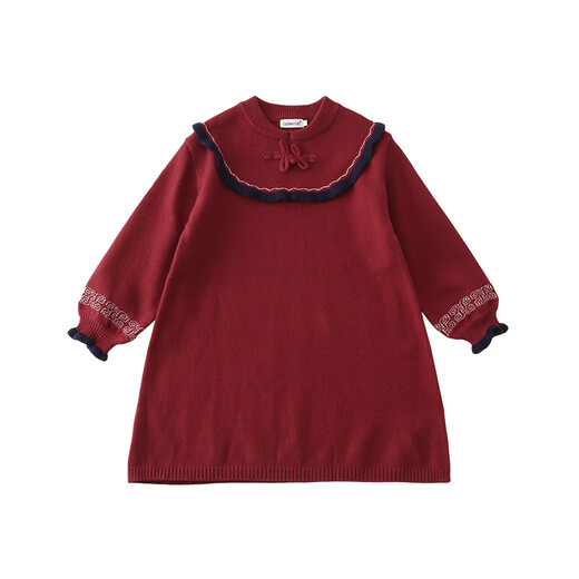 G.duck little yellow duck new Chinese style parent-child wear winter sweater family of three or four family wear sweater mother and daughter dress trendy Chinese knot sweater dress 100 (recommended height 90cm 3-4 years old) cm