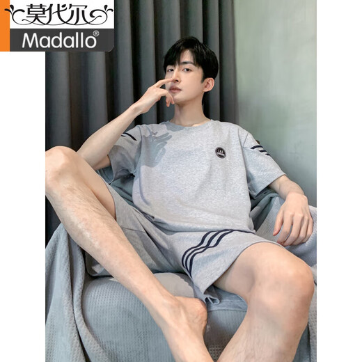 莫代尔2025新款夏天条纹睡衣男士夏季青少年短袖男生纯棉家居服男款大码 HDE-9928 4XL