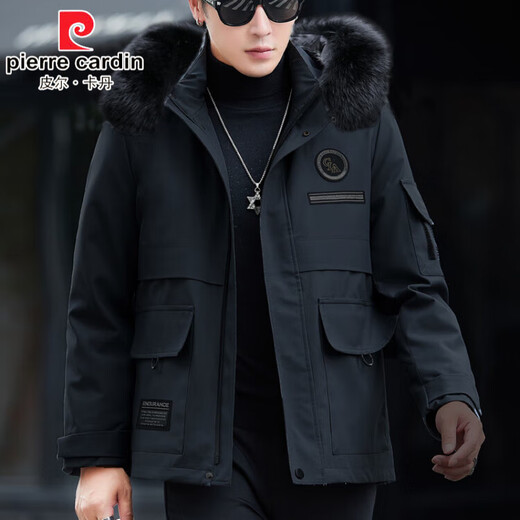 Pierre Cardin 2025 New Fox Fur Collar Pie Overcomes Men's Mink Fur Lined Fur Integrated Fur Coat Men's Winter Coat Fashion Pearl White-Snow Fox Fur Collar XL 180