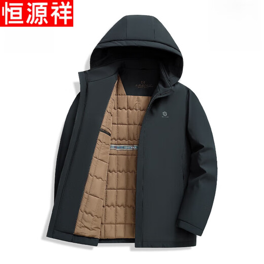 Hengyuanxiang Middle-aged and Elderly Men's Cotton Clothes 2025 Winter Removable Hooded Jacket Dad's Windproof Warm Cotton Clothes