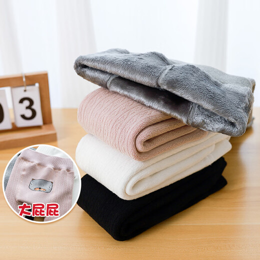 Feather duck baby plus velvet thickened big butt PP pantyhose winter baby children 1-2 years old 3 cartoon warm leggings gray 1 piece one size m/80-90cm
