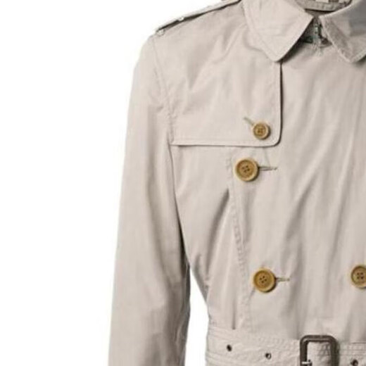 博柏利（BURBERRY）纯色双排扣翻领腰带风衣男款卡其色 卡其色 均码 48