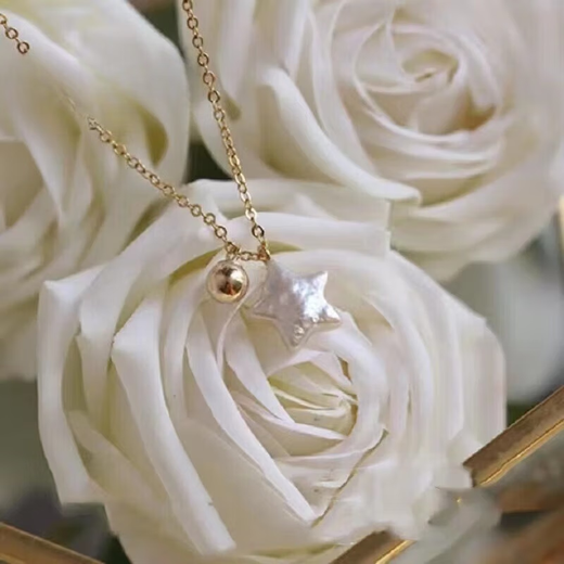 Quan Yin's new 14k gold-filled natural baroque freshwater star pearl pendant, exquisite and simple clavicle chain with various designs, Ba