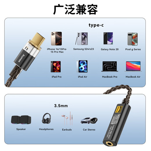XUMEEBA31 dual core design CX31993 high thrust hifi small tail portable type c to 3.5 decoding amp adapter BA31 dual core design 63mw thrust