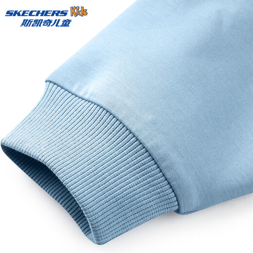 Skechers boys' knitted pullover sweatshirt autumn and winter plus velvet to keep warm and fashionable versatile long-sleeved top P424B005 light antique blue /04B2 160