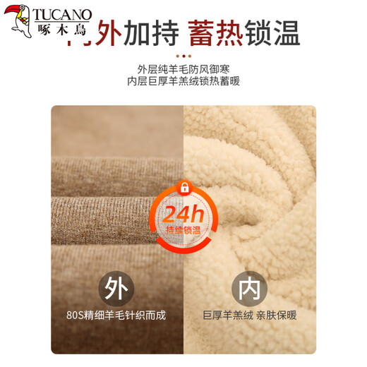 Woodpecker Wool Pants Plus Velvet Thickened Warm Pants Middle-aged and Elderly Northeastern Cotton Pants Women's Leggings Winter High-Waisted Cashmere Pants - Style B Dark Gray - Lamb M