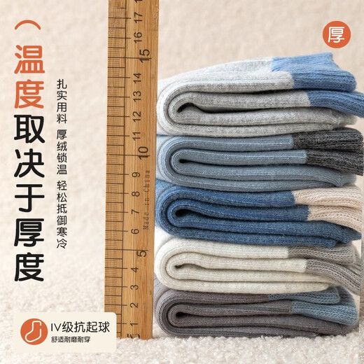 Catman 5 pairs of children's socks for boys in autumn and winter, plus velvet and thickened, medium-length, medium-length, medium-sized, teenagers, cotton terry thermal socks