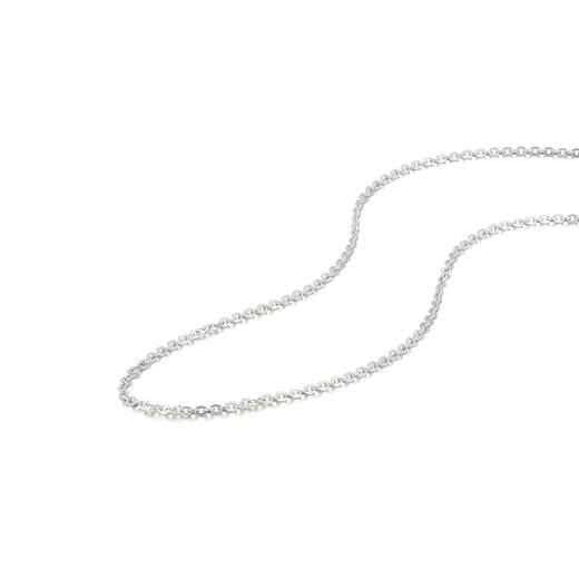 WAN FU LONG platinum PT950 necklace, genuine platinum clavicle O-shaped all-match plain chain M buckle women's birthday gift for girlfriend, PT950 platinum, about 43cm long, weighing 1.29g