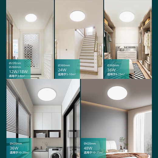 Philips (PHILIPS) LED full spectrum balcony ceiling lamp ultra-thin three-proof bedroom living room outdoor lighting fixtures full spectrum 18w medium light diameter 26cm