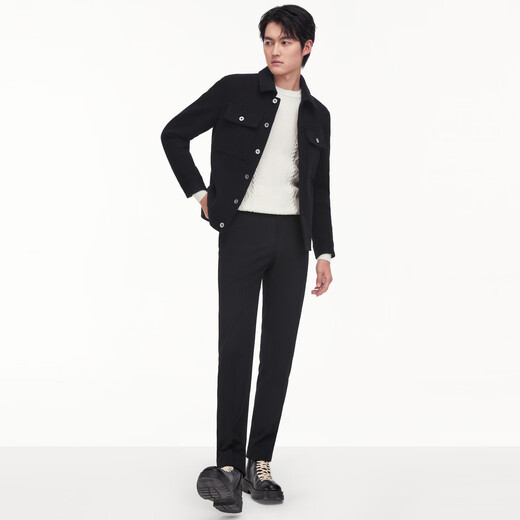 Jiumuwang men's jacket men's autumn and winter wool blended lapel easy-care workwear casual thickened jacket for men