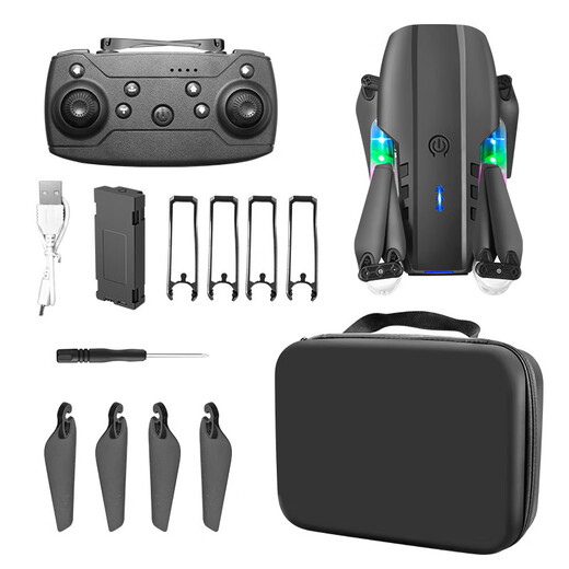 E88无人机8K长续航高清航拍四轴飞行器航模儿童遥控飞机玩具 E88灰色双摄像头（无刷版 三电版（三粒机身电池