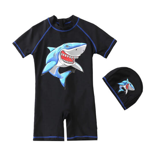 New children's swimsuit boy suit boy one-piece child small, medium and large children's swimsuit baby sun protection swimsuit dark green_white cloud green dinosaur 165 S_(70-80cm_15-20Jin Jin equals 0.5 kg)