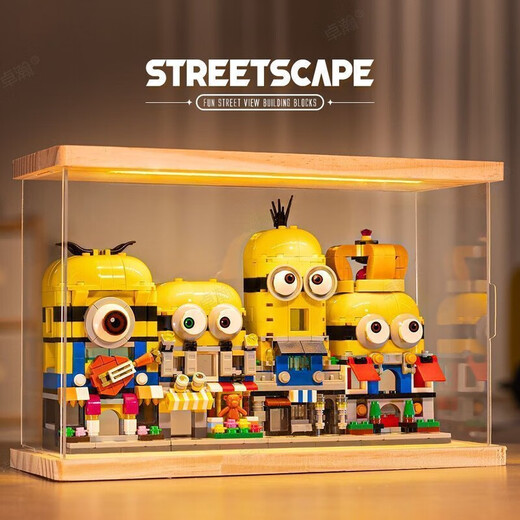 IXJSN Internet celebrity street view Minions are compatible with LEGO building blocks, children's educational assembling small particle desktop ornaments birthday gifts, Minions with big eyes and cuteness/Internet celebrity street view building blocks/suitable for gifts, Minions 4-in-1, exquisite color box
