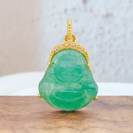 18K gold inlaid emerald Buddha pendant necklace for mom’s birthday, peace and joy for girlfriend Buddha necklace, green