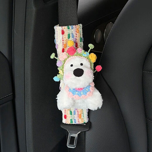 Litian Haarnadel West Highland Autositzgurt Kinder Anti-Strangle Schulterschutz Autopuppe Universelle süße Dekoration Haarnadelblume West Highland-Farbige Schulterschützer 2 Stk