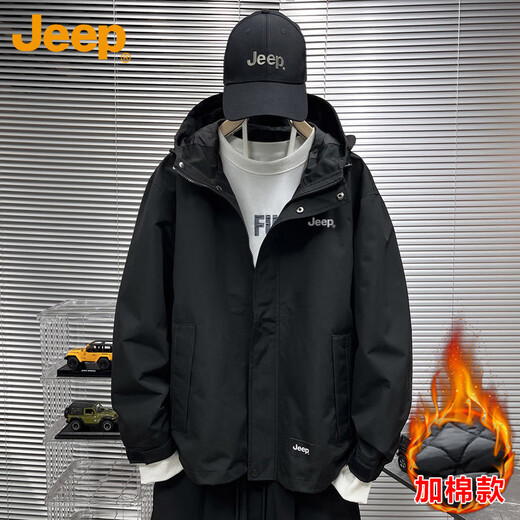Jeep (JEEP) jacket men's coat autumn and winter casual loose assault work clothes men's black cotton XL