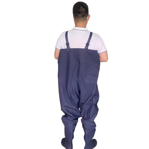 Yongting thickened one-piece Yongting waders half-length fishing pants wading pants waterproof lotus root digging fishing rice transplanting clothes wholesale navy blue 40