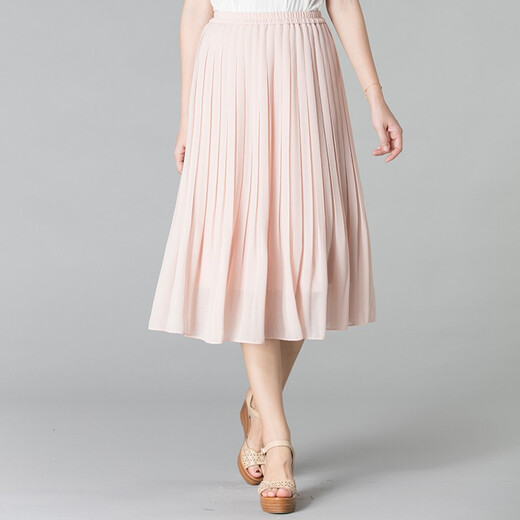 Teshang Laifei 2021 summer new skirt women's mesh skirt mid-length gauze skirt pleated fairy skirt slimming half skirt SSF983 pink L (2 feet 2-2 feet 3)