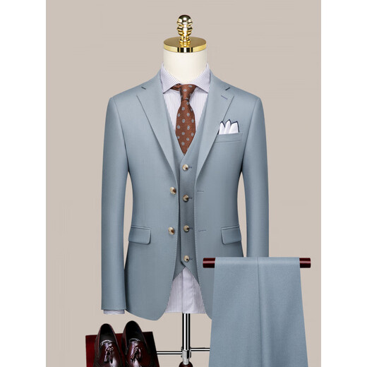 Angel Bird Haute Couture Italian Suit Suit Men's High-end Business Formal Groom Wedding Dress Korean Slim Suit XF20102-1 Moonlight White (suit + trousers) 46 A