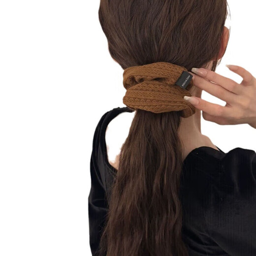 Autumn and winter milk coffee color fabric retro pattern large intestine hair ring headwear female ponytail flower hair rope leather cover headband hair accessories fabric large intestine hair ring 3 pack mixed color