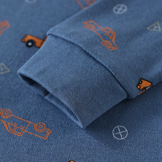 Hongdou children's pure cotton underwear set for boys and girls autumn clothes and autumn trousers autumn and winter warm low-collar cotton sweater M1197 blue gray 130