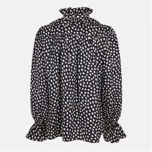 Chloe Light Luxury Women's LD62 Polka Shirt Black/Beige 20 | 10 (38)