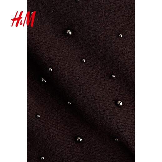 H&M 2025 new autumn women's beaded tube top 1303064 dark plum purple XS 155/80