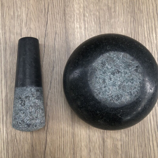 Oupinyuan household natural granite hand-ground stone mortar commercial chili garlic ginger paste garlic pounder stone pounding mortar stone nest outer diameter 9.5 height 5 cm
