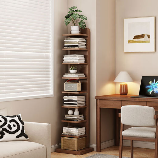 半厘全实木书架立式隐形置物架客厅防倾倒收纳架子家用靠墙窄缝小书柜 全实木原木色-5层隐形书架