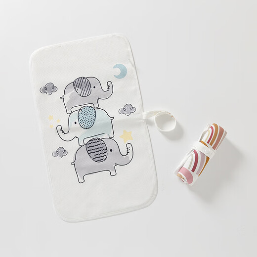 Baby diaper pad, newborn baby diaper changing pad, washable, waterproof, compact, portable, for kindergarten use, gray elephant (rectangular diaper pad) 60*35