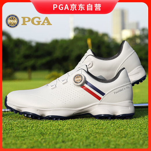 PGA golf shoes men's anti-slip spikes knob shoelaces autumn waterproof sports shoes men's shoes white 42