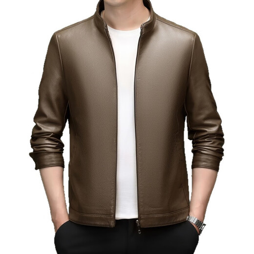 Goldlion 2026 Autumn and Winter Haining Leather Jacket Middle-aged Men's Dad's Wear Business Casual Leather Jacket Boutique Trend Jacket Black 3XL 190