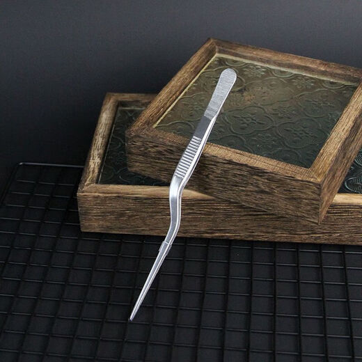 Vinoa western food chef special plating tweezers stainless steel kitchen food clamp molecular cuisine plating clamp mithran silver 16.1