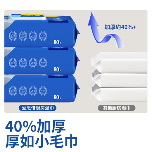 Ionbe kitchen wipes 80 pieces * 3 packs of powerful oil-removing kitchen paper, large and thickened disposable rags, range hood cleaning