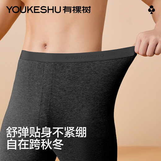 有棵树男士秋衣秋裤男7A抗菌纯色棉质套装圆领棉毛衫打底保暖内衣防湿冷