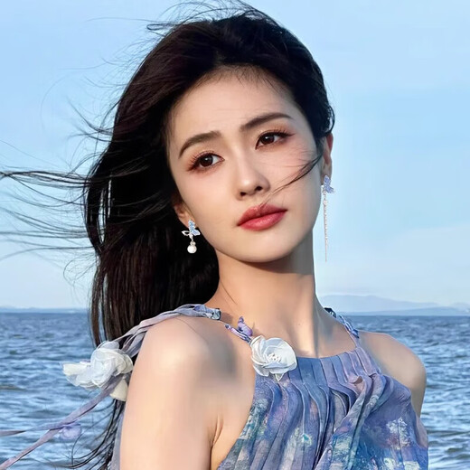 Orange Central Asymmetric Butterfly Tassel Ear Clip Women's Niche Unique Fairy No Piercing Earrings Pearl Earrings High-end Earrings