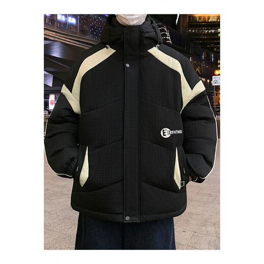 Playboy (PLAYBOY) winter cotton jacket 13 boys 14 junior high school students thick cotton jacket 15 years old teenagers big children cotton coat black XL