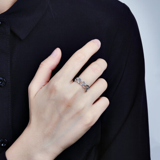 Laofu gold platinum imitation diamond cross ripple ring cross ripple ring about 2.4g