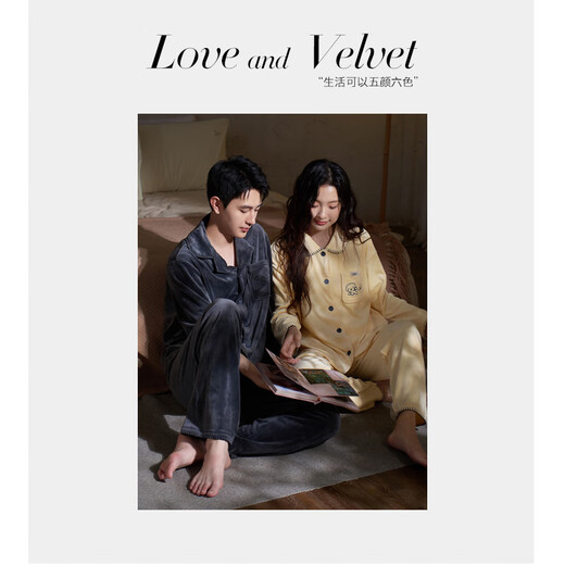 Mrs. Slee Sleep TIGHT couple pajamas for women in autumn and winter, island velvet thin velvet, warm, high-quality, light and luxurious, men can wear outside home clothes in winter LYR1212-women's XL