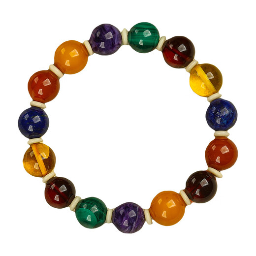 Ouchini Beeswax Bracelet Natural Amber Raw Stone Duobao DIY Nanhong Amazonite Flower Amber Bracelet Dopamine Rainbow Series Dopamine Rainbow Series A Style 4009