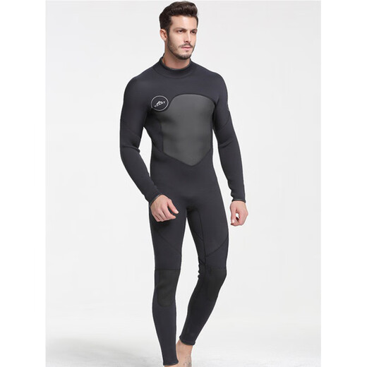 SBART new men's 5MM one-piece wetsuit for girls, cold-proof and warm wetsuit for adults, surfing swimsuit, 1164 black with fine embossing XL