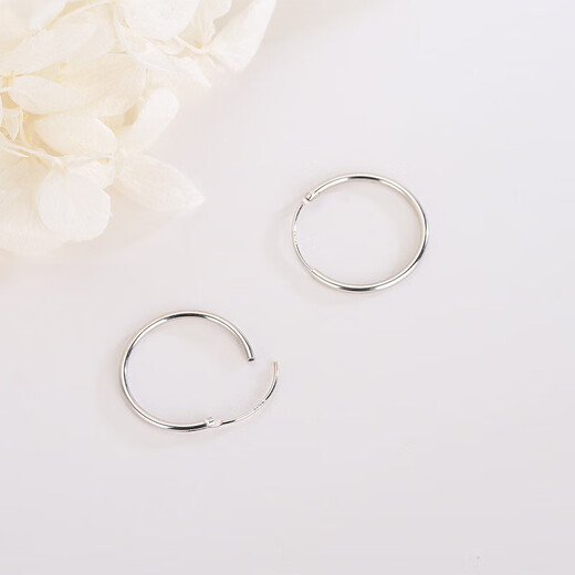 S925 silver large and small earrings fashionable hoop earrings Korean style simple plain silver high-end earrings earrings sterling silver 1.5 tube 30mm 925 silver