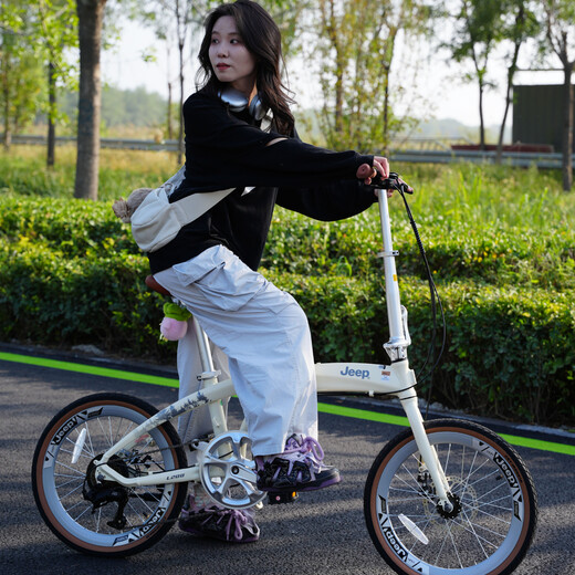 Jeep folding bike 20-inch portable commuting folding bike for men and women, lightweight cycling parent-child bike-Ai L200 L200-pepper white classic model 99% installed 20 inches (suitable for height 140-185CM) 7-speed