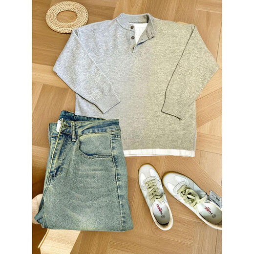 Youruike Douyin large size cleanfit Henry collar sweater for men in autumn and winter lazy American retro thickened knitted bottoming shirt black black 2XL 150-165Jin Jin is equal to 0.5 kg