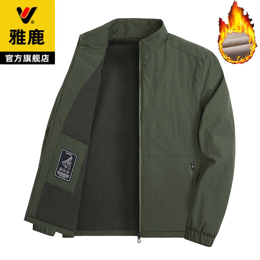 Yalu Autumn and Winter Men's Cotton Clothes Men's Warm Jackets Plus Velvet Thickened Dad Clothes Loose Jackets Casual Middle-aged and Elderly Tops Dark Gray Velvet XL Recommended 110-125 Jin Jin equals 0.5 kg