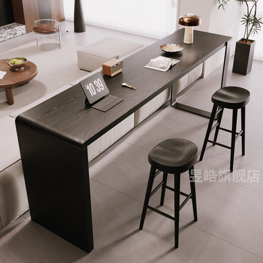 Yuhao living room light luxury bar high table home solid wood long table dining table partition bar desk with carbon steel baffle size and color support customization