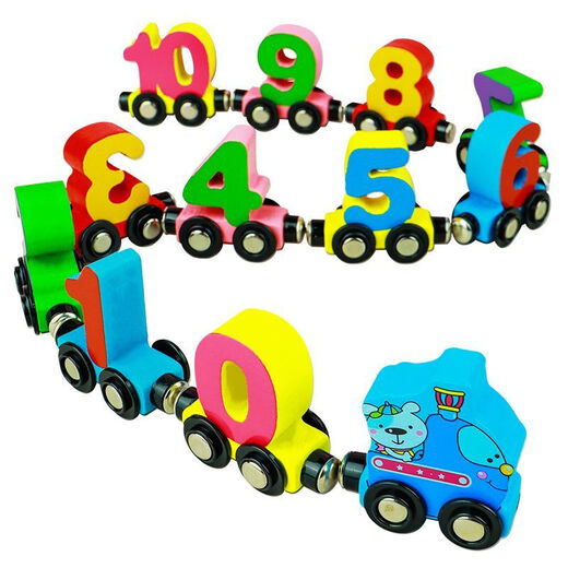 Children's digital magnetic train toy educational boy magnetic magnetic attraction 1 to 3 to 6 years old 2 baby building blocks assembly 1 set of 12 sections magnetic train ornaments