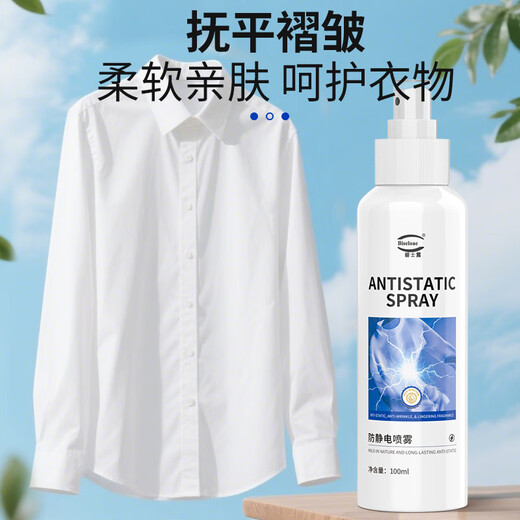 Bishlu Anti-static Spray - Unscented 100ml*2 Clothes Anti-static Hair Anti-static Artifact Smoothing and Wrinkle Removal Agent